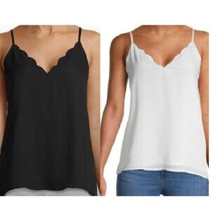 2for1 Socialite scalloped edge camisole in black & white, size L